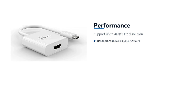 Cruxtec USB-C to HDMI Adapter 4K@30Hz (White 15cm) performance detail image with verified product information