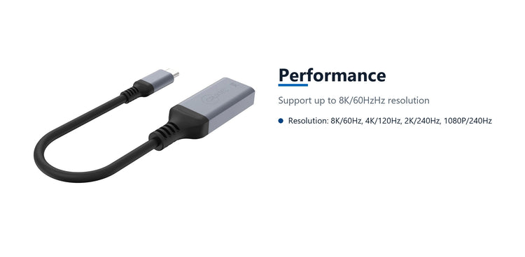 Cruxtec USB-C to HDMI Adapter 8K@60Hz / 4K@120Hz (Space Grey 15cm) performance detail image with verified product information