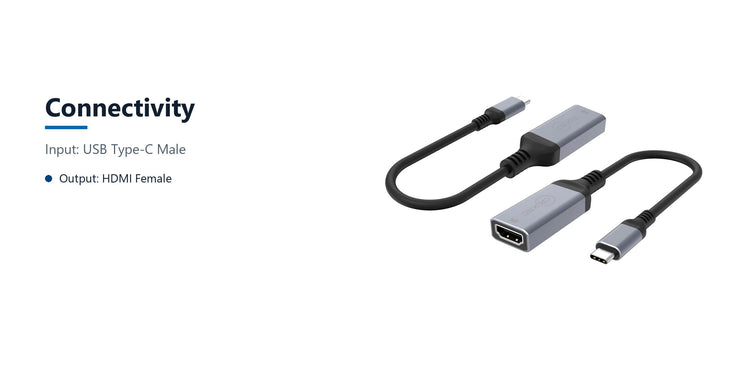 Cruxtec USB-C to HDMI Adapter 8K@60Hz / 4K@120Hz (Space Grey 15cm) connectivity detail image with verified product information