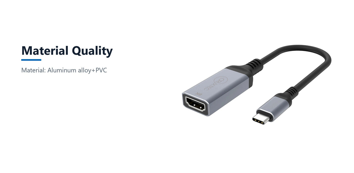 Cruxtec USB-C to HDMI Adapter 8K@60Hz / 4K@120Hz (Space Grey 15cm) material quality detail image with verified product information
