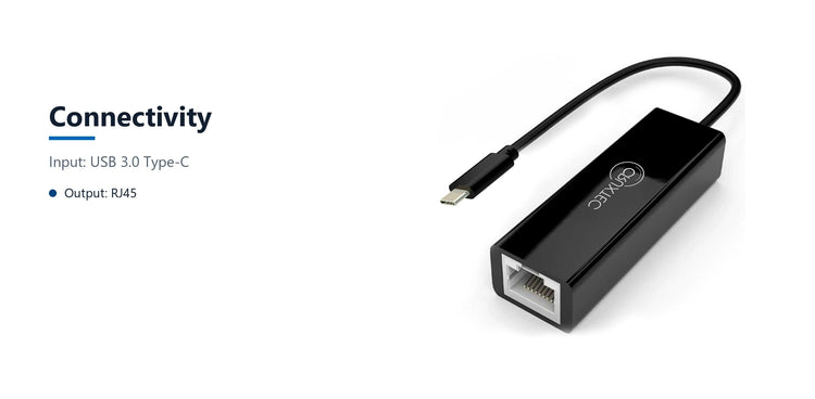 Cruxtec USB-C to RJ45 Gigabit Ethernet Network Adapter connectivity detail image with verified product information