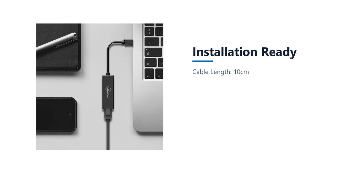 Cruxtec USB-C to RJ45 Gigabit Ethernet Network Adapter installation ready detail image with verified product information