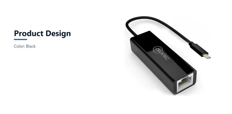 Cruxtec USB-C to RJ45 Gigabit Ethernet Network Adapter product design detail image with verified product information
