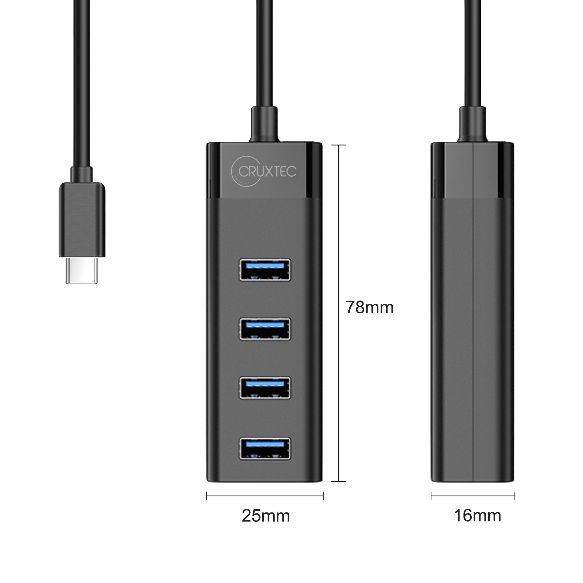 Cruxtec 4-Port High-Speed USB-C 3.0 Hub image