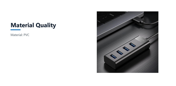 Cruxtec 4-Port High-Speed USB-C 3.0 Hub material quality detail image with verified product information