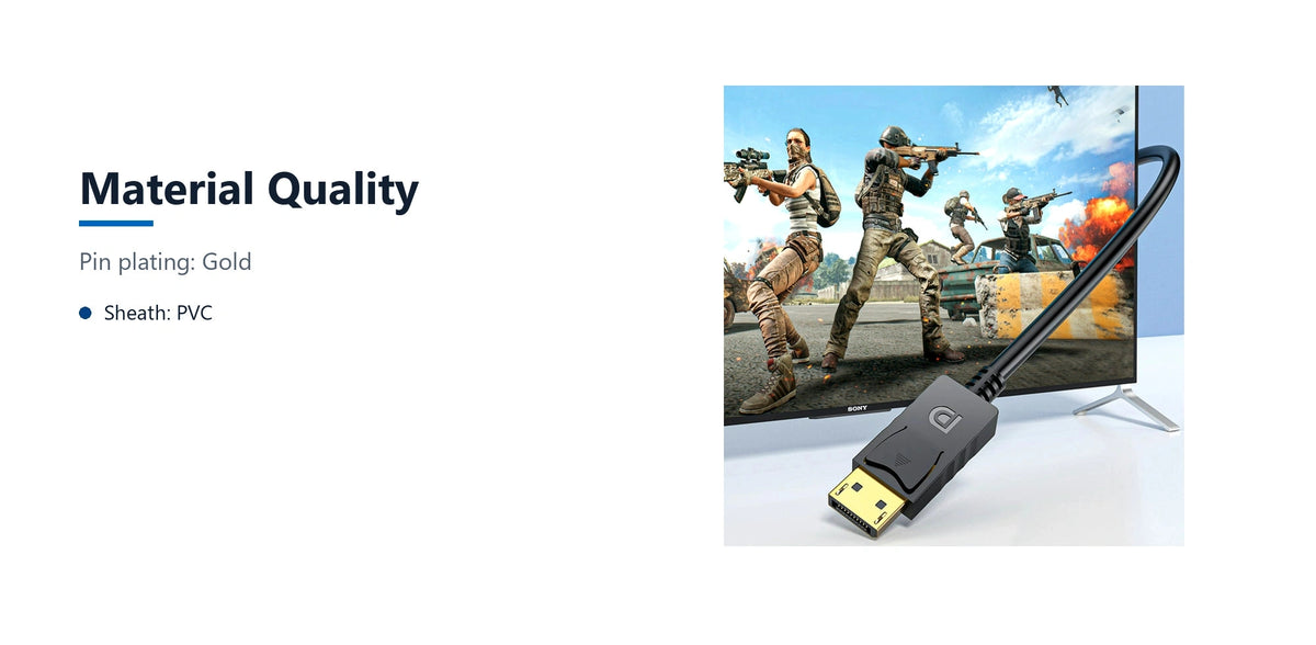 Cruxtec DisplayPort to HDMI Cable 4K@30Hz (Black 3m) material quality detail image with verified product information