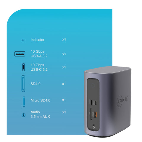 Cruxtec Universal 17-in-1 DisplayLink USB-C Multifunctional Docking Station image
