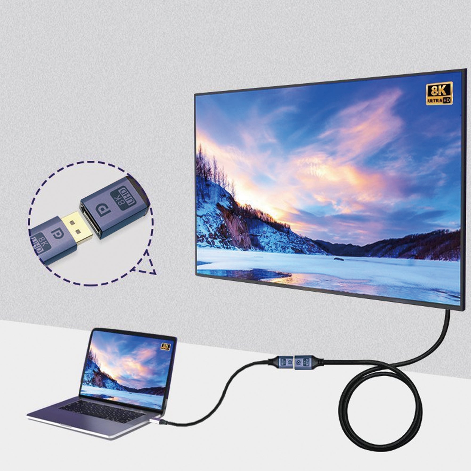 Cruxtec DisplayPort 1.4 Male to Female Extension Cable 8K@60Hz / 4K@120Hz (Black 1m) image