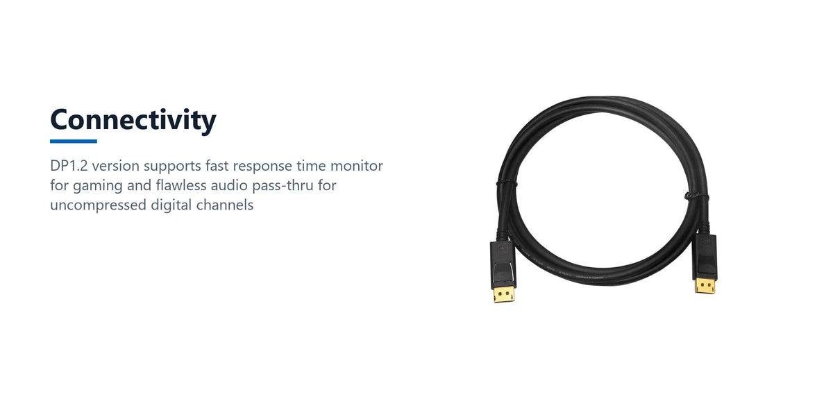 Cruxtec DisplayPort 1.2 Cable 4K@60Hz (Black 3m) connectivity detail image with verified product information