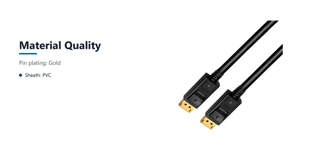 Cruxtec DisplayPort 1.4 Cable 8K@60Hz / 4K@120Hz (Black 3m) material quality detail image with verified product information
