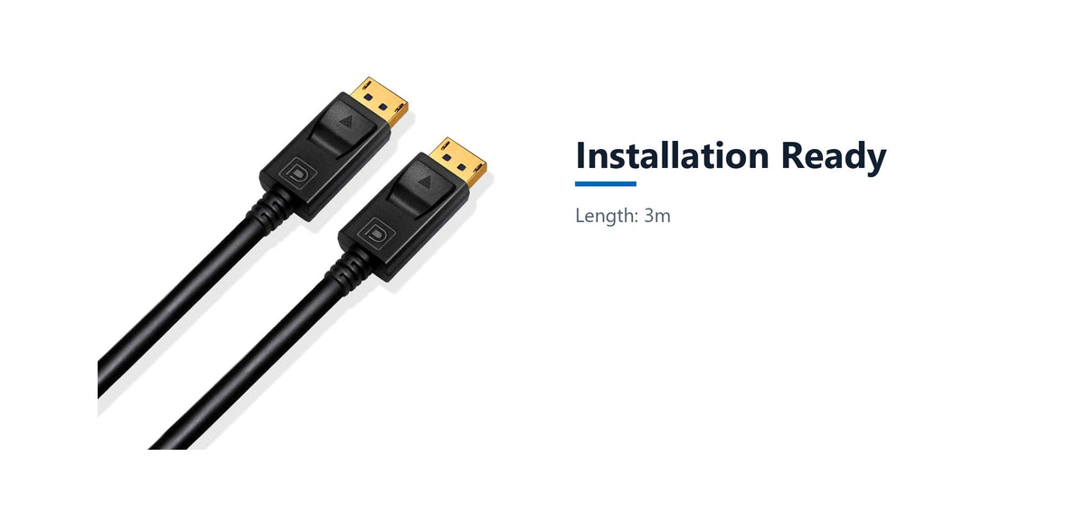 Cruxtec DisplayPort 1.4 Cable 8K@60Hz / 4K@120Hz (Black 3m) installation ready detail image with verified product information