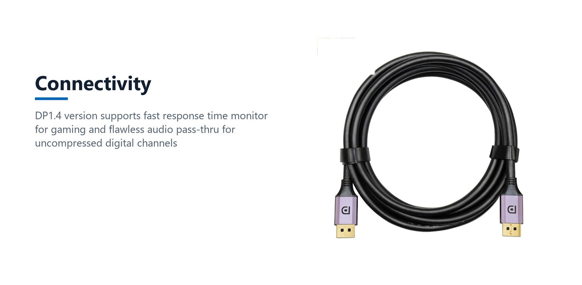 Cruxtec DisplayPort 1.4 Cable 8K@60Hz / 4K@120Hz (Black 5m) connectivity detail image with verified product information