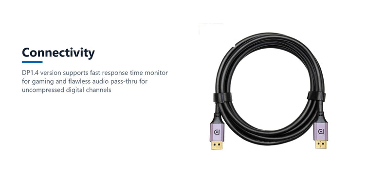 Cruxtec DisplayPort 1.4 Cable 8K@60Hz / 4K@120Hz (Black 5m) connectivity detail image with verified product information