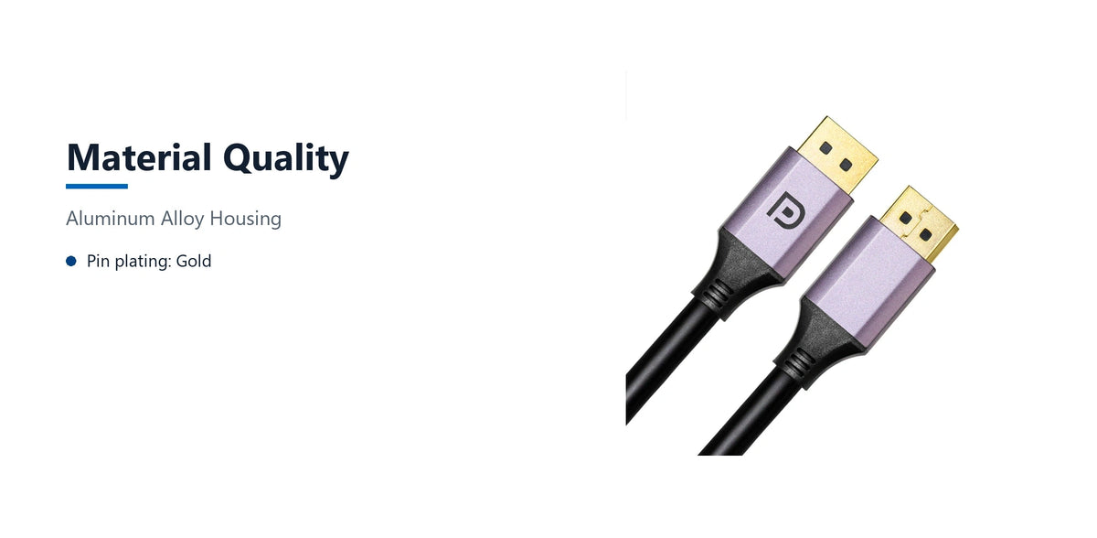 Cruxtec DisplayPort 1.4 Cable 8K@60Hz / 4K@120Hz (Black 5m) material quality detail image with verified product information