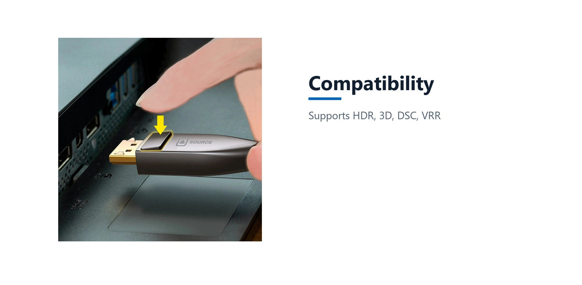 Cruxtec DisplayPort 1.4 Active Optical Fiber Cable 32.4Gbps 8K@60Hz / 4K@120Hz (Black 20m) compatibility detail image with verified product information