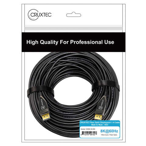 Cruxtec DisplayPort 1.4 Active Optical Fiber Cable 32.4Gbps 8K@60Hz / 4K@120Hz (Black 15m) image