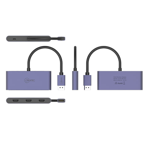 Cruxtec DisplayPort to Triple HDMI Multi-Monitor Adapter 8K@60Hz (Silver Grey 15cm) image