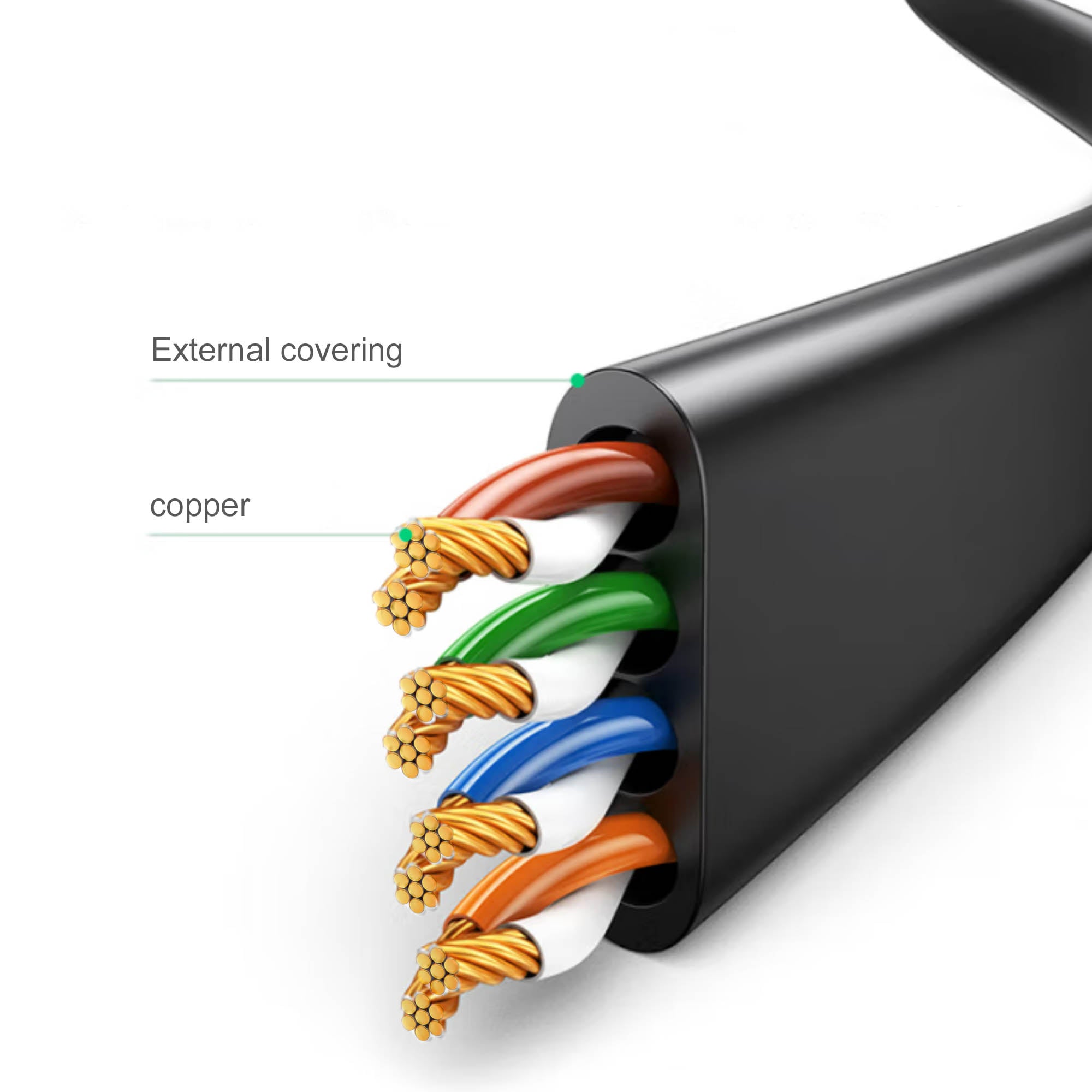 Cruxtec CAT6 UTP 10GbE Flat Ethernet Cable (Black 3m) image
