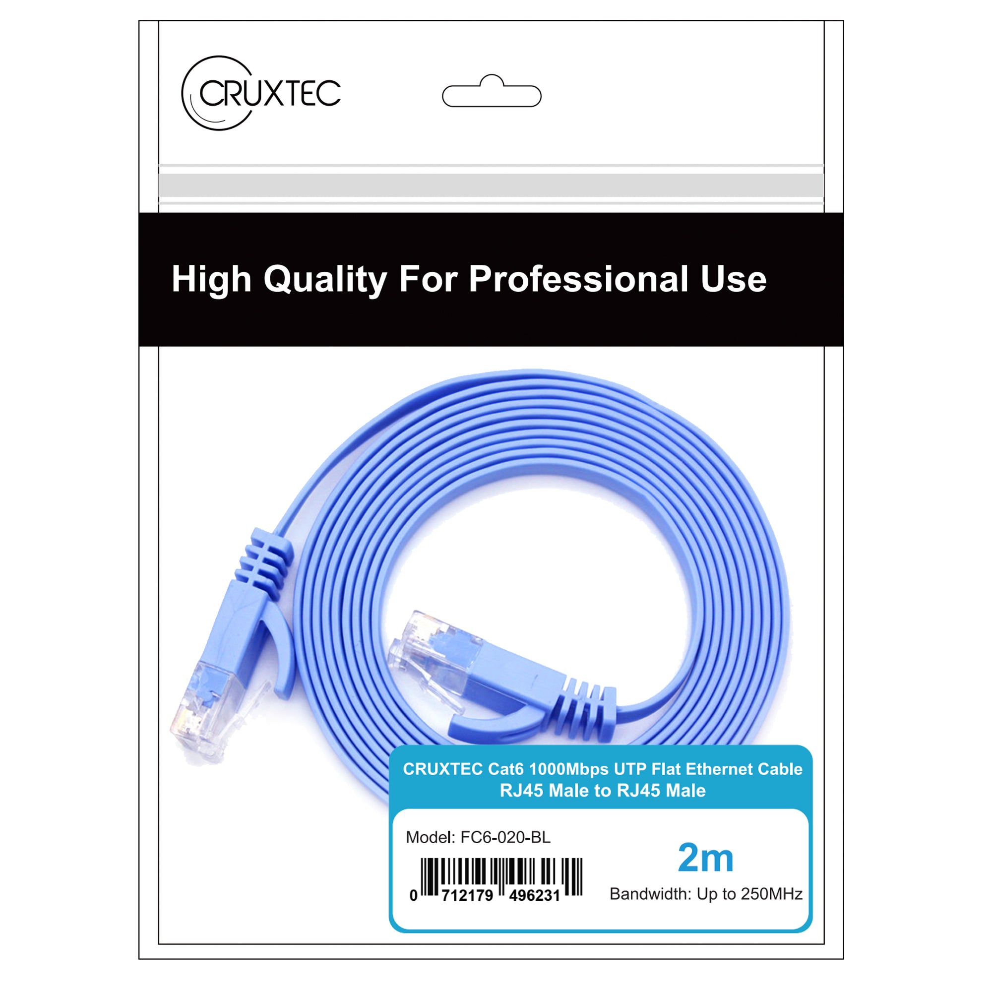 Cruxtec CAT6 UTP 10GbE Flat Ethernet Cable (Blue 15m) image