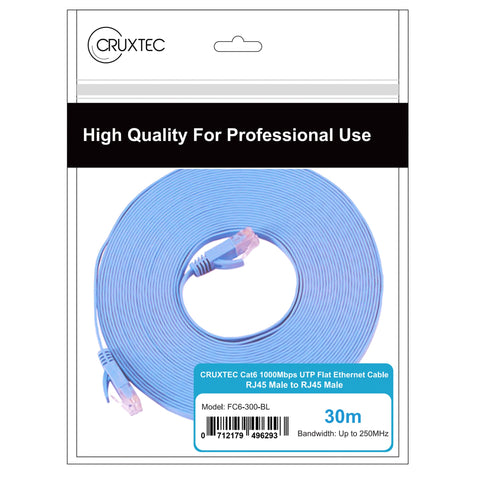 Cruxtec CAT6 UTP 10GbE Flat Ethernet Cable (Blue 2m) image