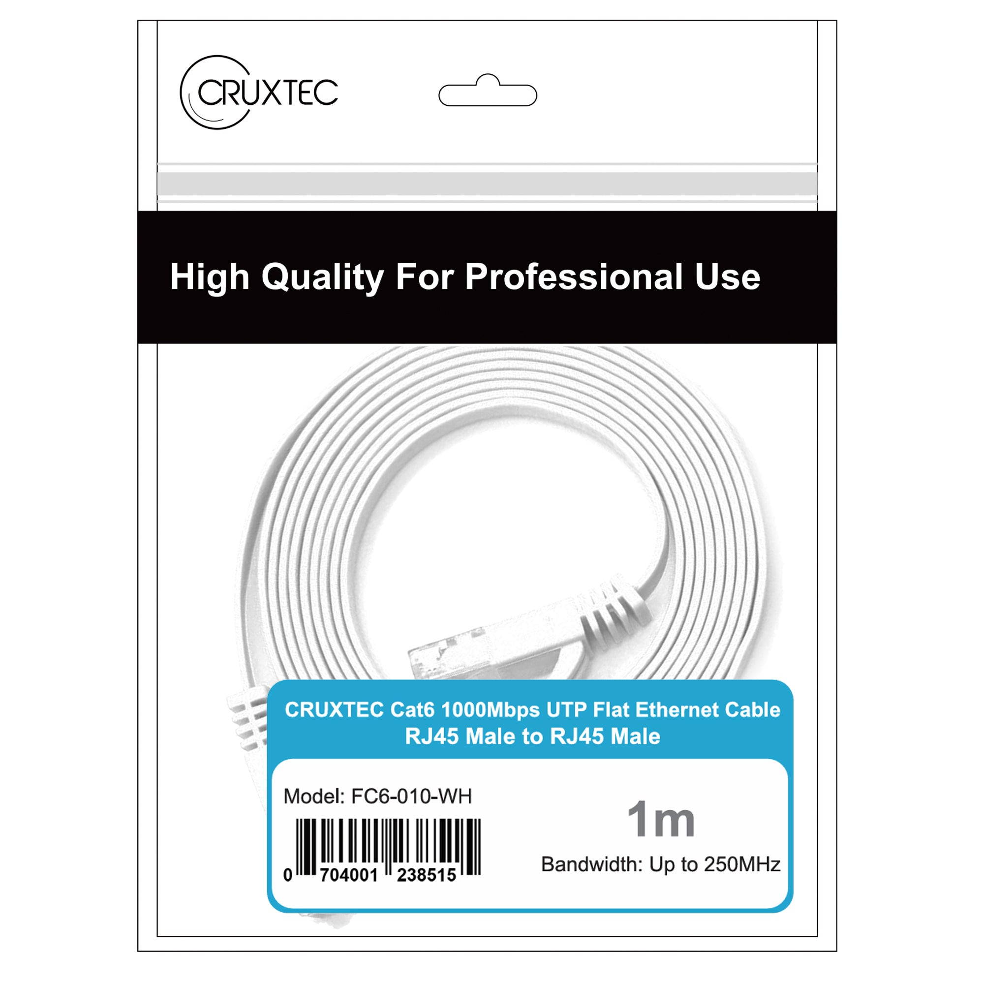 Cruxtec CAT6 UTP 10GbE Flat Ethernet Cable (White 2m) image