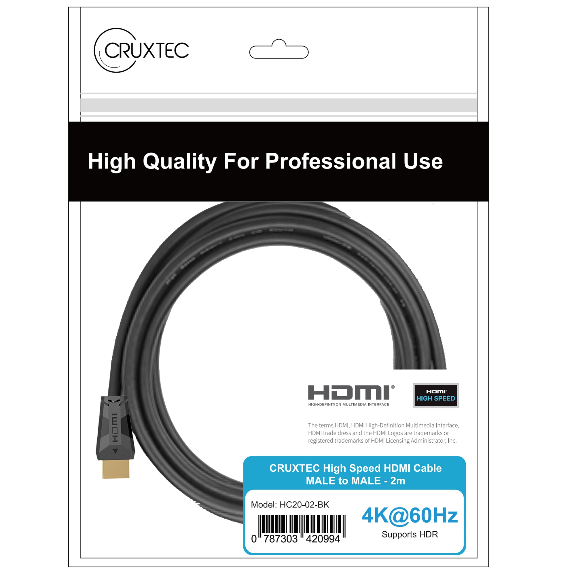 Cruxtec High-Speed HDMI Cable 4K@60Hz (Black 5m) image