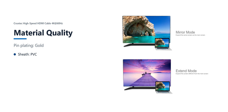 Cruxtec High-Speed HDMI Cable 4K@60Hz (Black 10m) material quality detail image with verified product information
