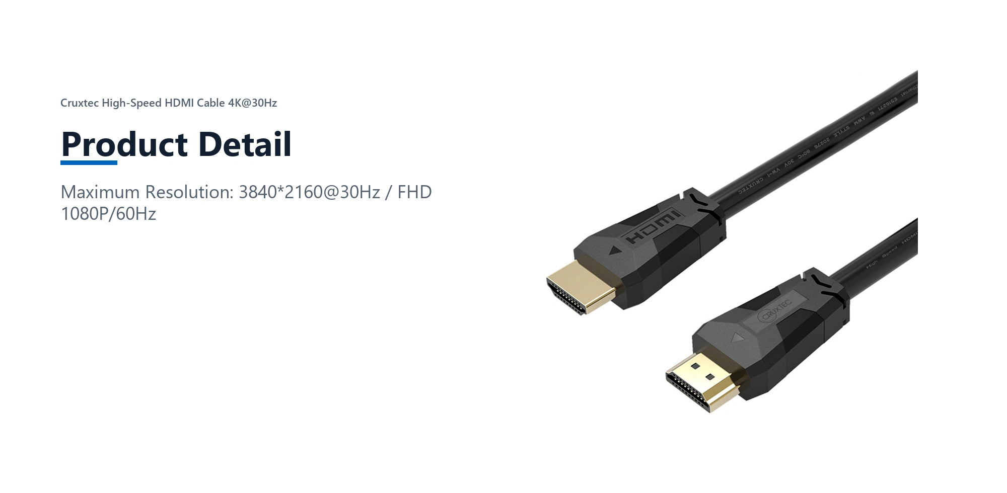 Cruxtec High-Speed HDMI Cable 4K@30Hz (Black 15m) product detail detail image with verified product information
