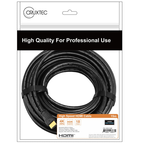 Cruxtec High-Speed HDMI Cable 4K@30Hz (Black 15m) image
