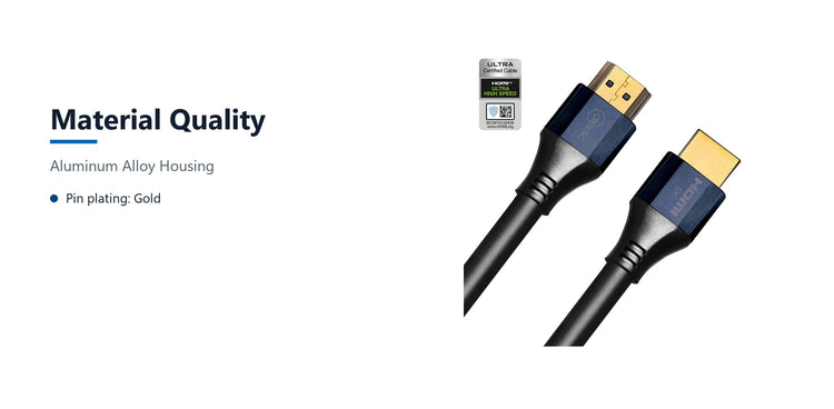 Cruxtec High-Speed HDMI Cable 8K@60Hz / 4K@120Hz (Black 2m) material quality detail image with verified product information