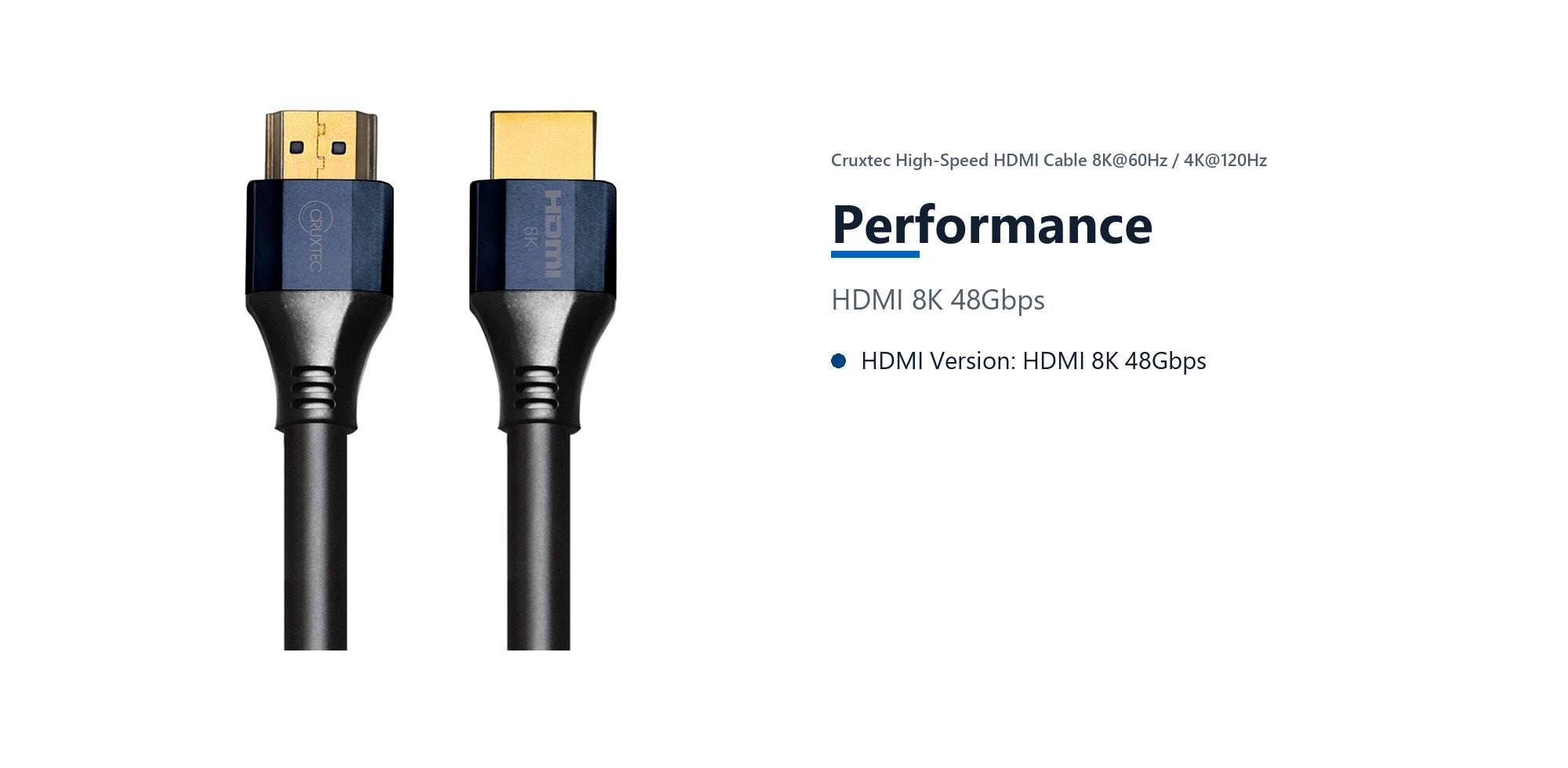 Cruxtec High-Speed HDMI Cable 8K@60Hz / 4K@120Hz (Black 5m) performance detail image with verified product information