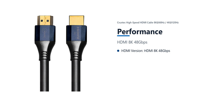 Cruxtec High-Speed HDMI Cable 8K@60Hz / 4K@120Hz (Black 5m) performance detail image with verified product information