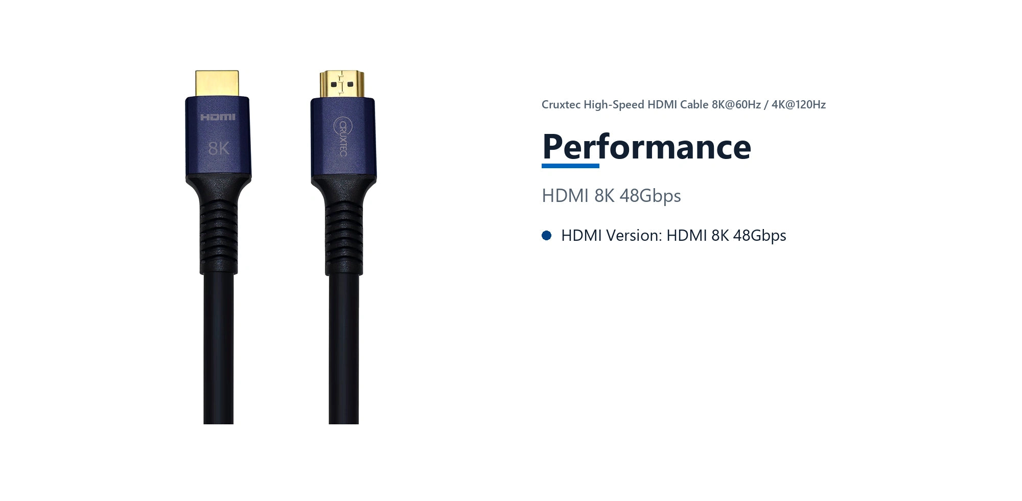 Cruxtec High-Speed HDMI Cable 8K@60Hz / 4K@120Hz (Black 10m) performance detail image with verified product information