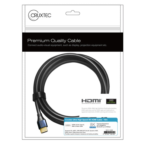 Cruxtec High-Speed HDMI Cable 8K@60Hz / 4K@120Hz (Black 10m) image