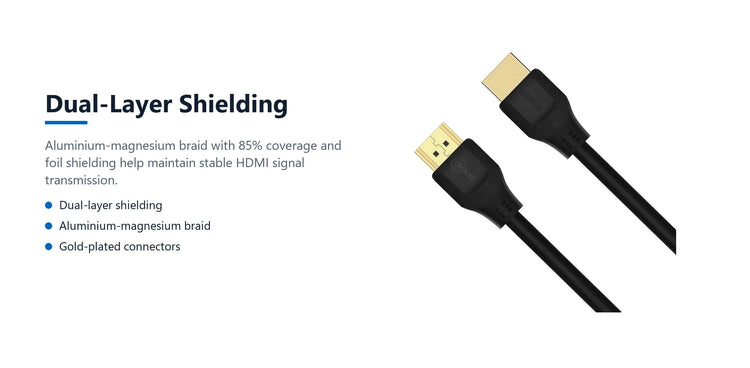 Cruxtec HDMI 8K with Ethernet Cable 48Gbps (Black 1m) dual-layer shielding detail image