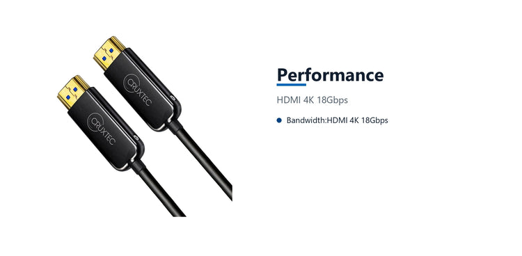 Cruxtec Premium High-Speed Active Optical Fiber HDMI Cable 4K@60Hz (Black 10m) performance detail image with verified product information