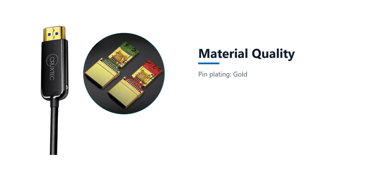 Cruxtec Premium High-Speed Active Optical Fiber HDMI Cable 4K@60Hz (Black 10m) material quality detail image with verified product information