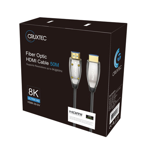Cruxtec Ultra High-Speed Active Optical Fiber HDMI Cable 48Gbps 8K@60Hz / 4K@120Hz (Black&silvery 10m) image