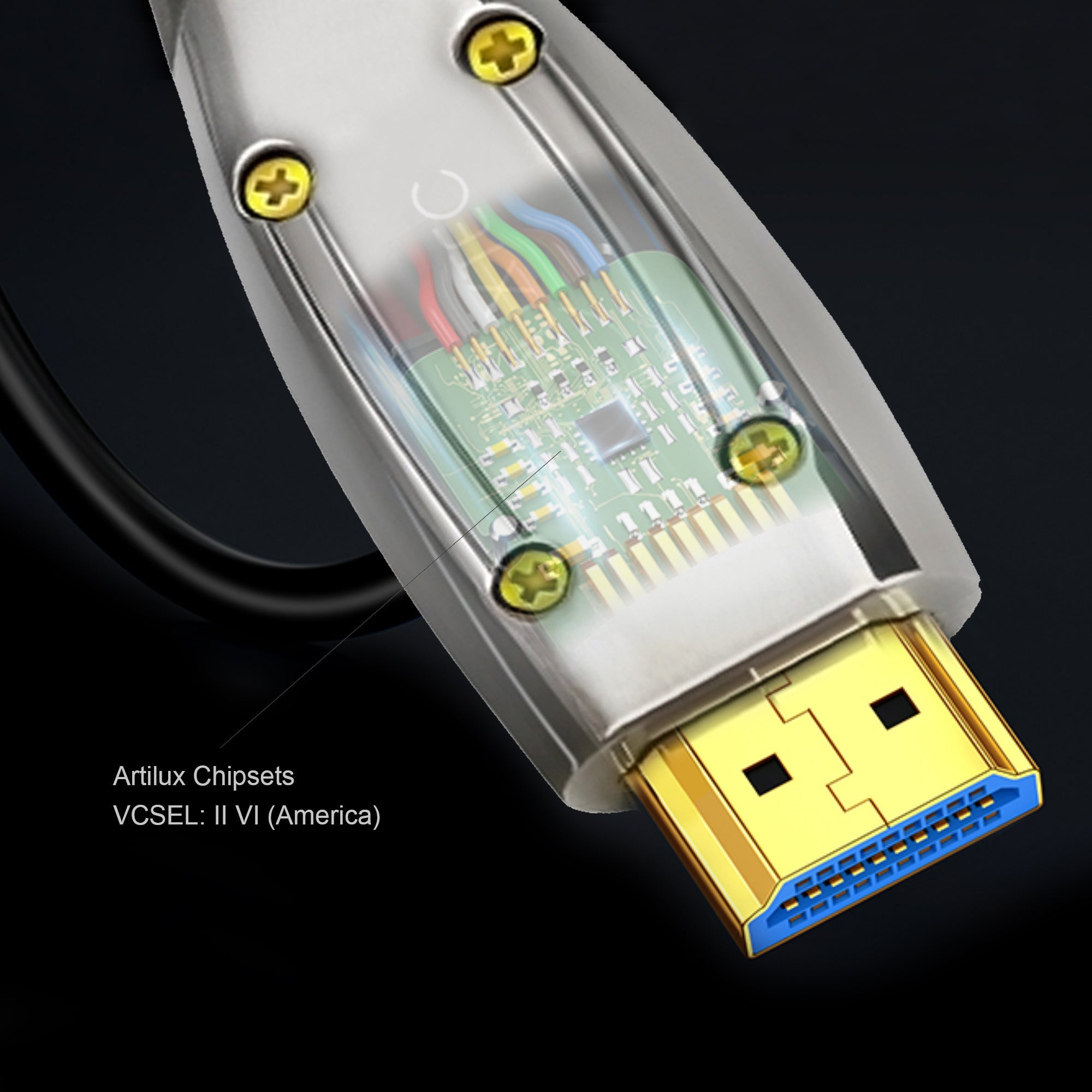 Cruxtec Ultra High-Speed Active Optical Fiber HDMI Cable 48Gbps 8K@60Hz / 4K@120Hz (Black&silvery 20m) image