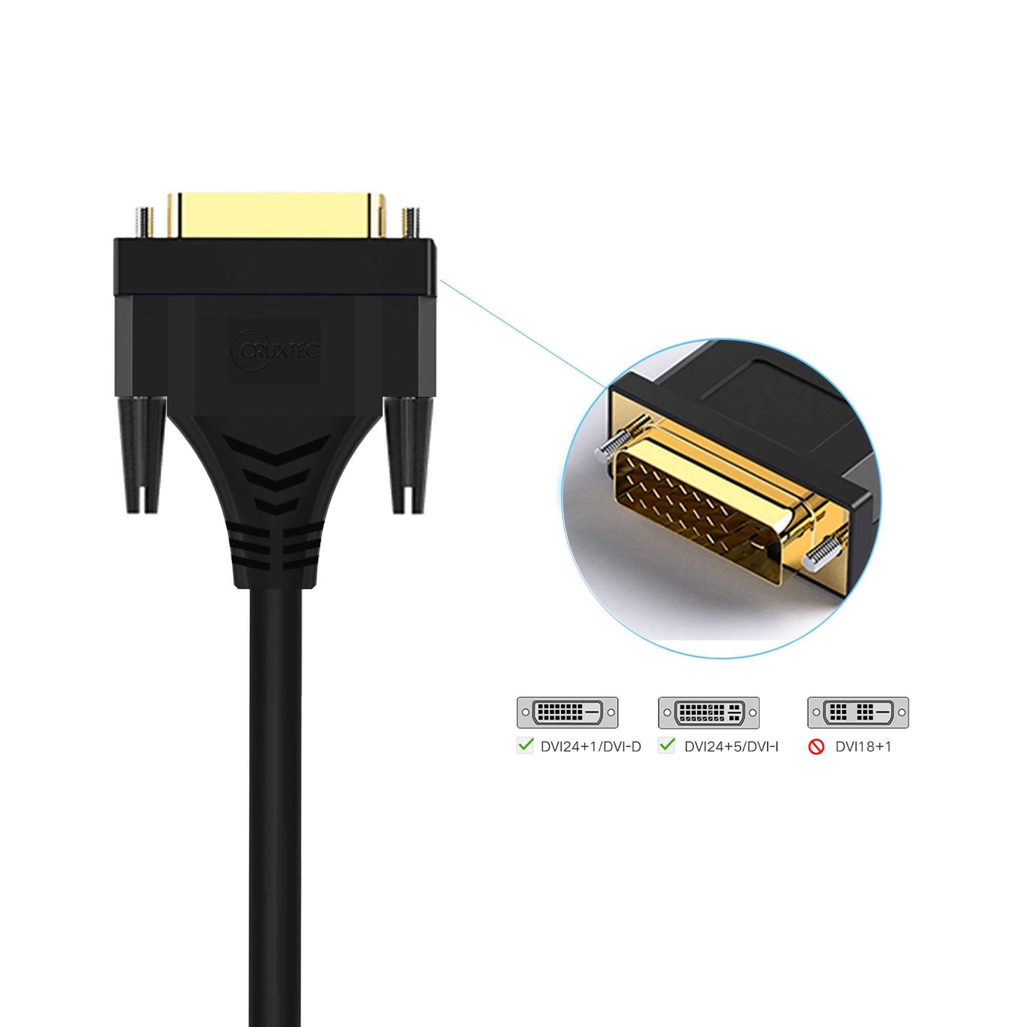 Cruxtec HDMI to DVI-D Cable 4K@30Hz (Black 2m) image