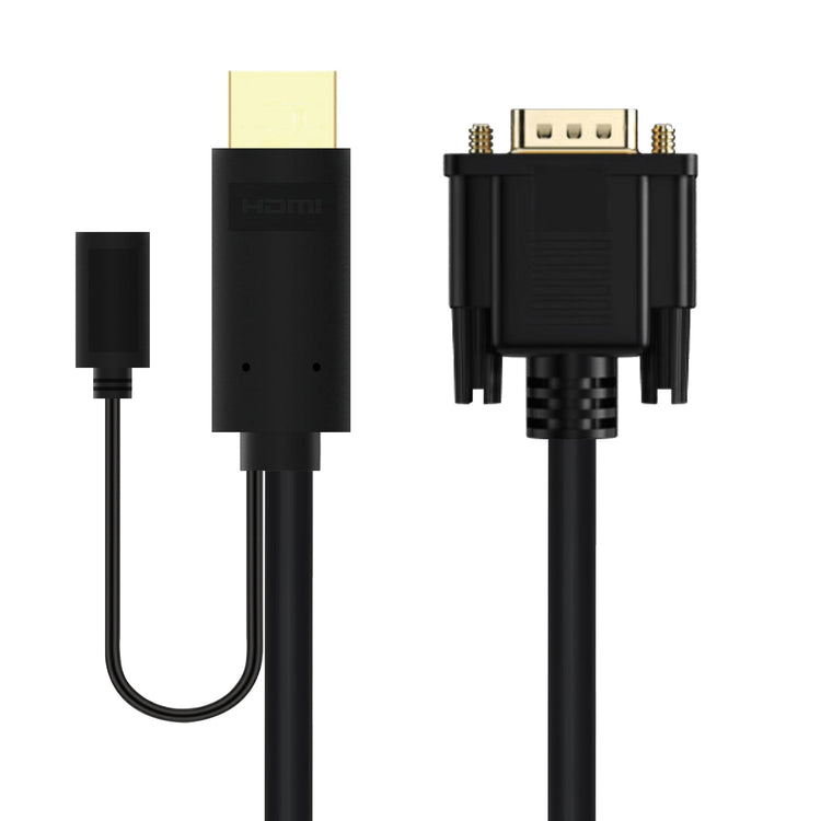 Cruxtec HDMI Male to VGA Male Active FHD Cable with Micro USB Female Optional Power (Black 2m) image