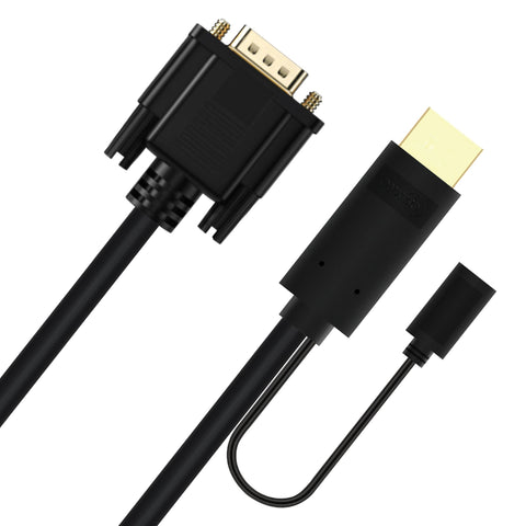 Cruxtec HDMI Male to VGA Male Active FHD Cable with Micro USB Female Optional Power (Black 2m) image