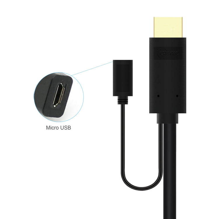 Cruxtec HDMI Male to VGA Male Active FHD Cable with Micro USB Female Optional Power (Black 2m) image