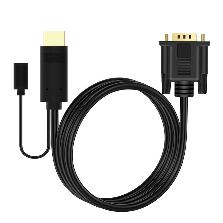 Cruxtec HDMI Male to VGA Male Active FHD Cable with Micro USB Female Optional Power (Black 2m) image