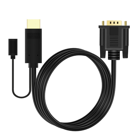 Cruxtec HDMI Male to VGA Male Active FHD Cable with Micro USB Female Optional Power (Black 2m) image