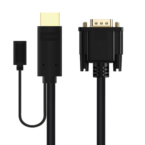 Cruxtec HDMI Male to VGA Male Active FHD Cable with Micro USB Female Optional Power (Black 2m) image