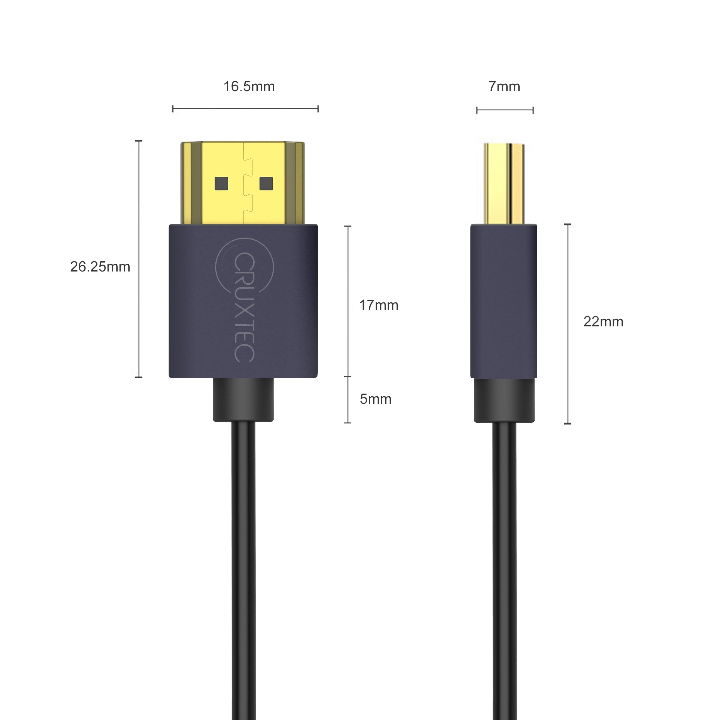 Cruxtec Ultra-Thin HDMI Cable 8K@60Hz / 4K@120Hz (Black 1m) image