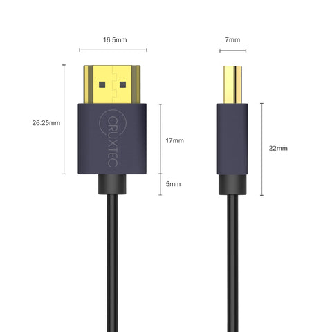 Cruxtec Ultra-Thin HDMI Cable 8K@60Hz / 4K@120Hz (Black 50cm) image