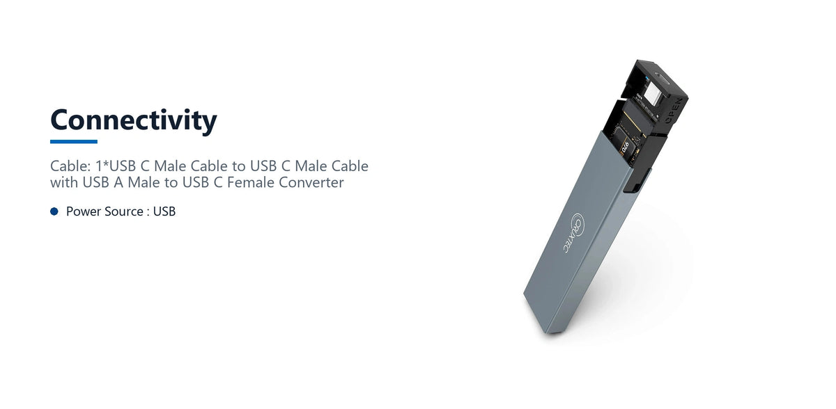 Cruxtec NVMe & NGFF Dual Protocol M.2 SSD to USB-C Enclosure 10Gbps connectivity detail image with verified product information