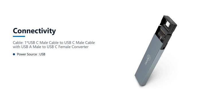 Cruxtec NVMe & NGFF Dual Protocol M.2 SSD to USB-C Enclosure 10Gbps connectivity detail image with verified product information